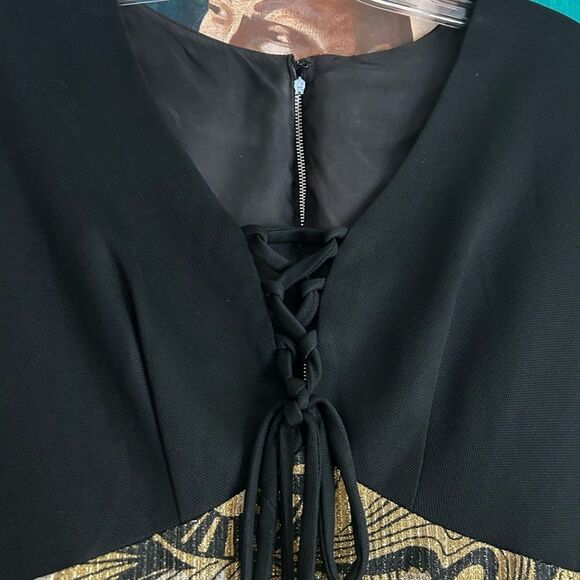 Nu-Mode Vintage 70’s Black and Gold Long Sleeve Dress Small - Picture 4 of 16